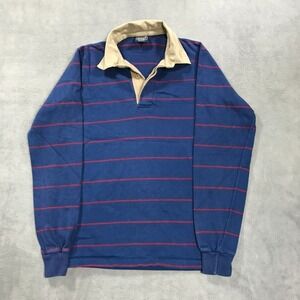 Vintage Boys Gant Rugby Polo Shirt Kids L 16 Blue Striped Rugger Long Sleeve 80s